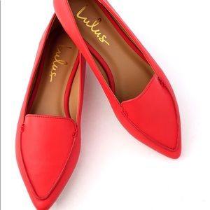 Red pointed toe Lulu’s loafers